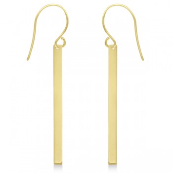 Fishhook Dangling Bar Earrings in 14k Yellow Gold