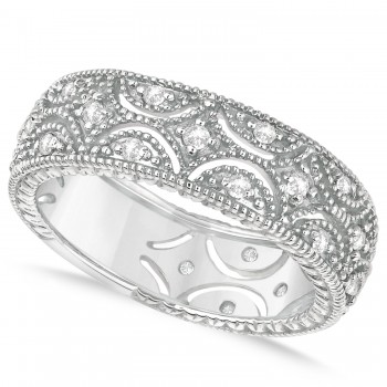 Diamond Milgrain Vintage Eternity Band 14k White Gold (0.34ct)