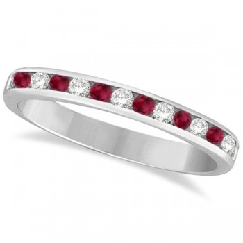 Ruby & Diamond Semi-Eternity Channel Ring 14k White Gold (0.40ct)