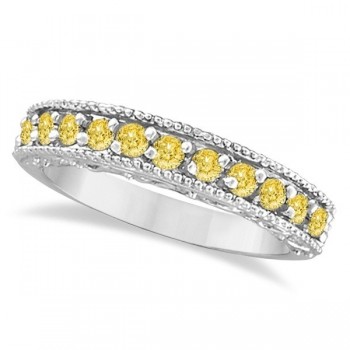 Fancy Yellow Canary Diamond Ring Band 14k White Gold (0.50ct)