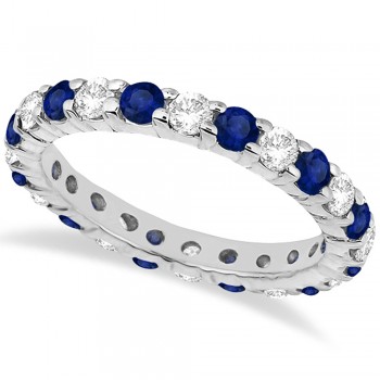 Eternity Diamond & Blue Sapphire Ring Band 14k White Gold (2.35ct) Eternity Diamond & Blue Sapphire Ring Band 14k White Gold (2.35ct)