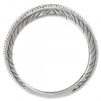 Garnet Stackable Ring Band Milgrain Edges 14k White Gold (0.25ct)