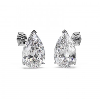 2.00ct Pear-Cut Moissanite Stud Earrings 14kt White Gold (F-G, VVS1)