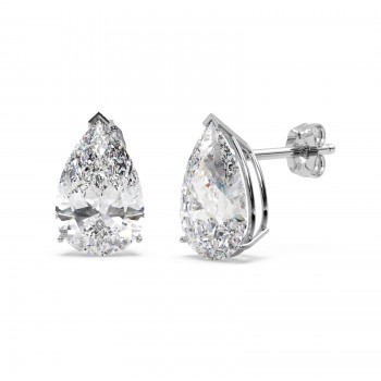 0.75ct Pear-Cut Moissanite Stud Earrings 14kt White Gold (F-G, VVS1)