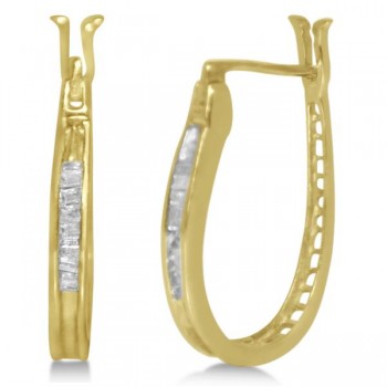 Diamond Baguette Huggie Earrings in 14k Yellow Gold (0.25ct)