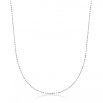 Bead Chain Necklace With Lobster Lock 14k White Gold