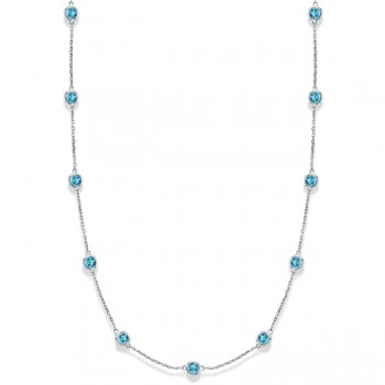 Aquamarines Gemstones by The Yard Station Necklace 14k W. Gold 2.25ct