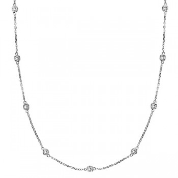Diamond Station Necklace Bezel-Set in 14k White Gold (0.50 ctw) Diamond Station Necklace Bezel-Set in 14k White Gold (0.50 ctw)