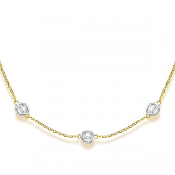 Lab Grown Diamonds By The Yard Station Necklace 14k Two Tone Gold (3.00ct)