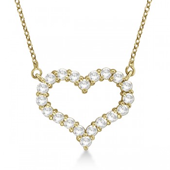 Open Heart Diamond Pendant Necklace 14k Yellow Gold (0.50ct)