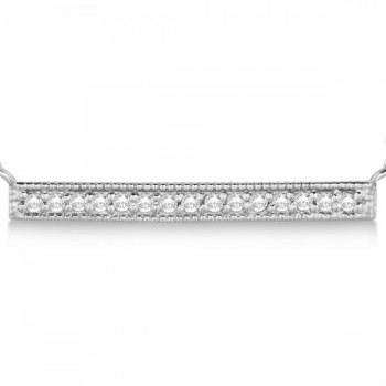 Pave Set Horizontal Diamond Bar Necklace 14k White Gold 0.15ct