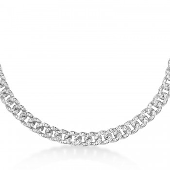 Diamond Miami Cuban Chain Necklace 14k White Gold (8.00ct)