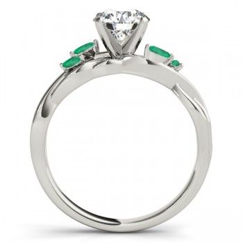 Emerald Marquise Vine Leaf Engagement Ring 14k White Gold (0.20ct)