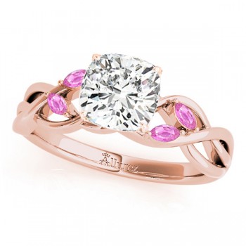 Twisted Cushion Pink Sapphires & Diamonds Bridal Sets 14k Rose Gold (1.23ct)