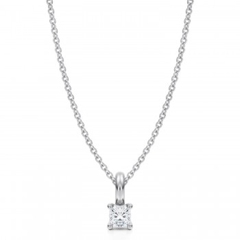 Cushion Lab Diamond 4-Prong Necklace 14K White Gold (0.25ct) Cushion Lab Diamond 4-Prong Necklace 14K White Gold (0.25ct)