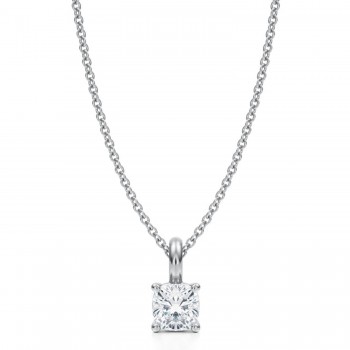 Cushion Lab Diamond 4-Prong Necklace 14K White Gold (0.50ct)