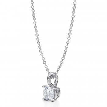 Cushion Lab Diamond 4-Prong Necklace 14K White Gold (0.50ct)