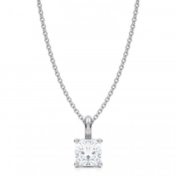 Cushion Lab Diamond 4-Prong Necklace 14K White Gold (1.00ct)