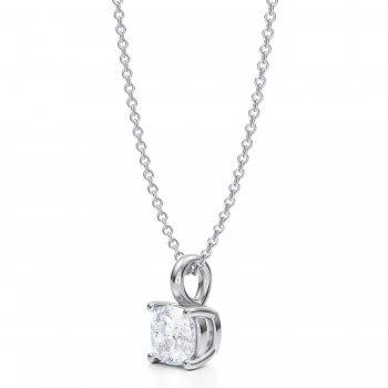 Cushion Lab Diamond 4-Prong Necklace 14K White Gold (1.00ct)