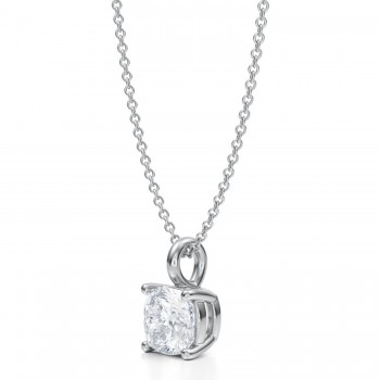 Cushion Lab Diamond 4-Prong Necklace 14K White Gold (1.50ct)