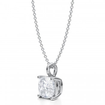 Cushion Lab Diamond 4-Prong Necklace 14K White Gold (2.50ct)