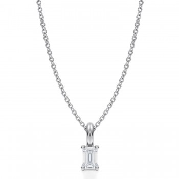 Emerald Lab Diamond 4-Prong Necklace 14K White Gold (0.25ct) Emerald Lab Diamond 4-Prong Necklace 14K White Gold (0.25ct)