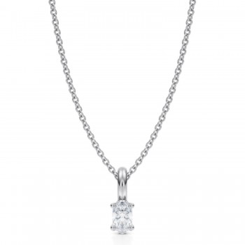 Oval Lab Diamond 4-Prong Necklace 14K White Gold (0.25ct) Oval Lab Diamond 4-Prong Necklace 14K White Gold (0.25ct)