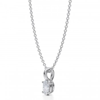 Oval Lab Diamond 4-Prong Necklace 14K White Gold (0.33ct)