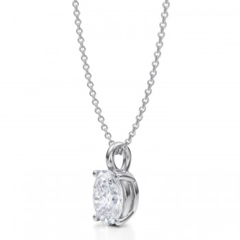 Oval Lab Diamond 4-Prong Necklace 14K White Gold (1.50ct)