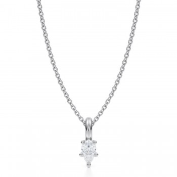 Pear Lab Diamond Prong Pendant Necklace 14K White Gold (0.25ct) Pear Lab Diamond Prong Pendant Necklace 14K White Gold (0.25ct)