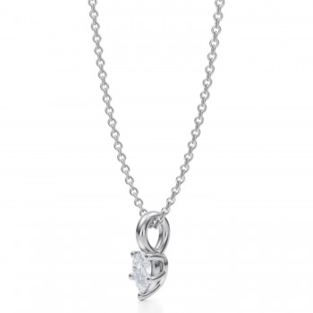 Pear Lab Diamond Prong Pendant Necklace 14K White Gold (0.25ct)
