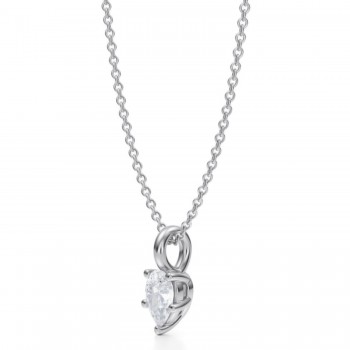 Pear Lab Diamond Prong Pendant Necklace 14K White Gold (0.50ct)