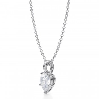 Pear Lab Diamond Prong Pendant Necklace 14K White Gold (0.75ct)