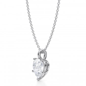 Pear Lab Diamond Prong Pendant Necklace 14K White Gold (1.50ct)