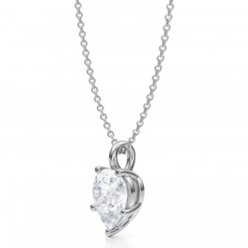 Pear Lab Diamond Prong Pendant Necklace 14K White Gold (2.00ct)