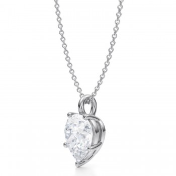 Pear Lab Diamond Prong Pendant Necklace 14K White Gold (2.50ct)