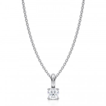 Round Lab Diamond 4-Prong Necklace 14K White Gold (0.25ct) Round Lab Diamond 4-Prong Necklace 14K White Gold (0.25ct)