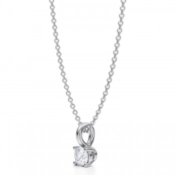 Round Lab Diamond 4-Prong Necklace 14K White Gold (0.25ct)