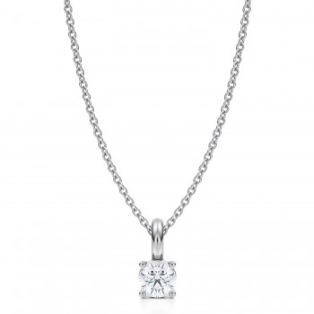 Round Lab Diamond 4-Prong Necklace 14K White Gold (0.33ct)