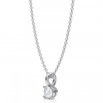 Round Lab Diamond 4-Prong Necklace 14K White Gold (0.33ct)