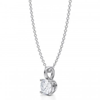 Round Lab Diamond 4-Prong Necklace 14K White Gold (0.75ct)