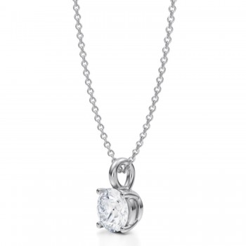 Round Lab Diamond 4-Prong Necklace 14K White Gold (1.00ct)