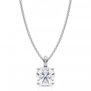 Round Lab Diamond 4-Prong Necklace 14K White Gold (1.50ct)