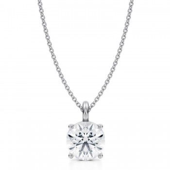 Round Lab Diamond 4-Prong Necklace 14K White Gold (2.00ct)