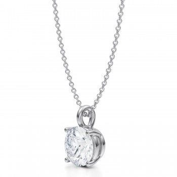 Round Lab Diamond 4-Prong Necklace 14K White Gold (2.00ct)