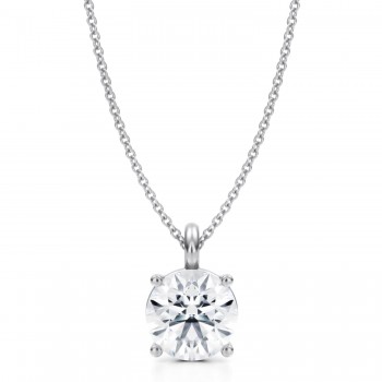 Round Lab Diamond 4-Prong Necklace 14K White Gold (2.50ct)