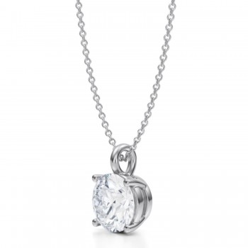 Round Lab Diamond 4-Prong Necklace 14K White Gold (2.50ct)