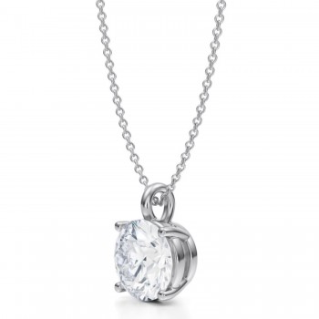 Round Lab Diamond 4-Prong Necklace 14K White Gold (3.00ct)