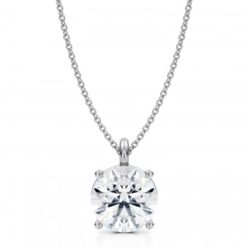 Round Lab Diamond 4-Prong Necklace 14K White Gold (3.50ct)
