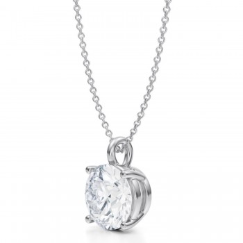 Round Lab Diamond 4-Prong Necklace 14K White Gold (3.50ct)